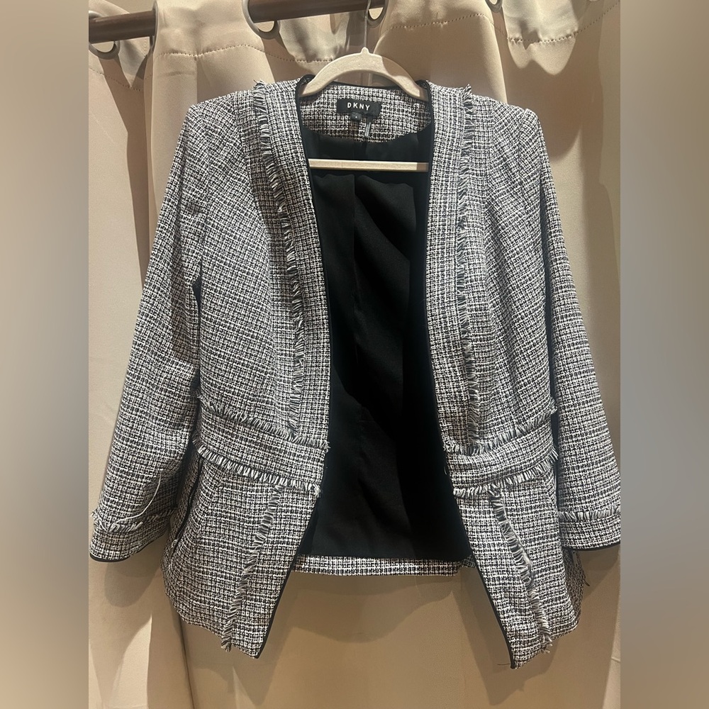 DKNY Women's Monochrome Tweed Blazer